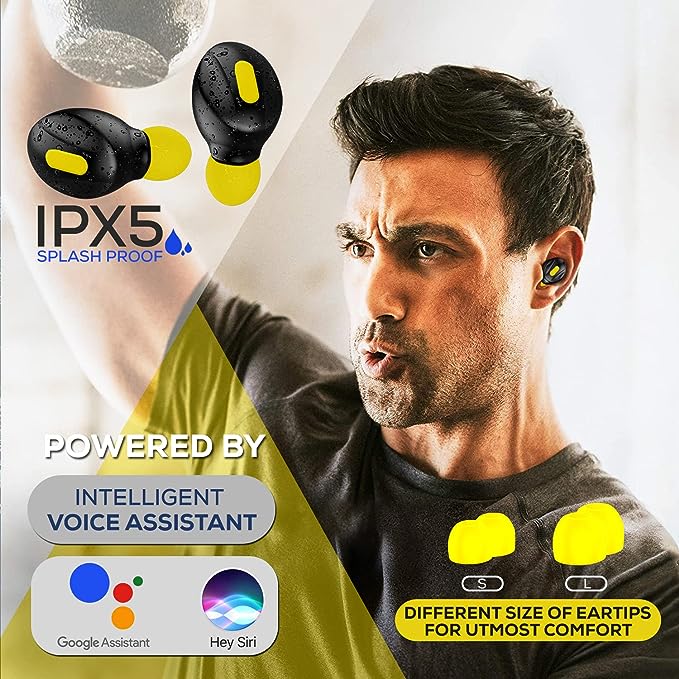 WeCool Moonwalk Mini Earbuds with Magnetic Charging Case IPX5 Wireless Earphones with Digital Battery Indicator for Crisp Sound Bluetooth Earphones for Secure Sports Fit (Yellow) WeCool Moonwalk Mini Earbuds with Magnetic Charging Case IPX5 Wireless Earphones with Digital Battery Indicator for Crisp Sound Bluetooth Earphones for Secure Sports Fit (Yellow)